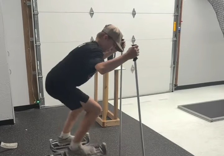 Player on the Skier's Edge lateral trainer