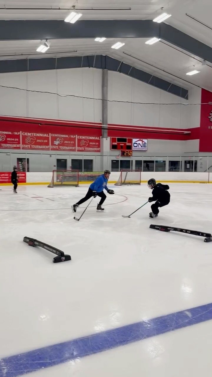 Players in an on-ice skating session